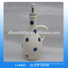 Modern design ceramic olive oil bottles wholesale with blue dot painting